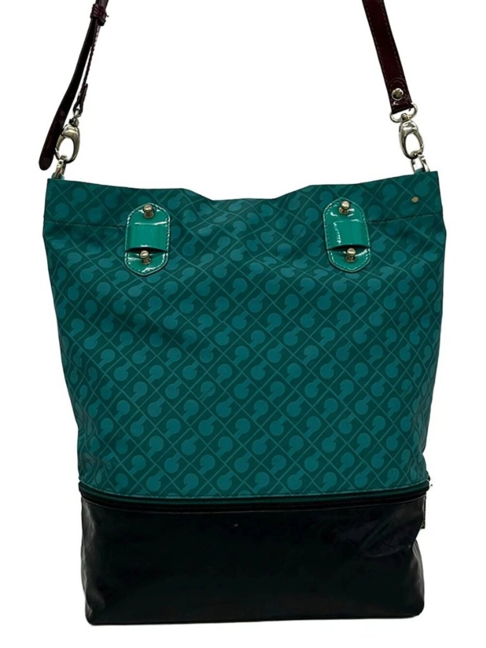 GHERARDINI Green Black PVC Patent Leather Shoulder Bag - Picture 2 of 12